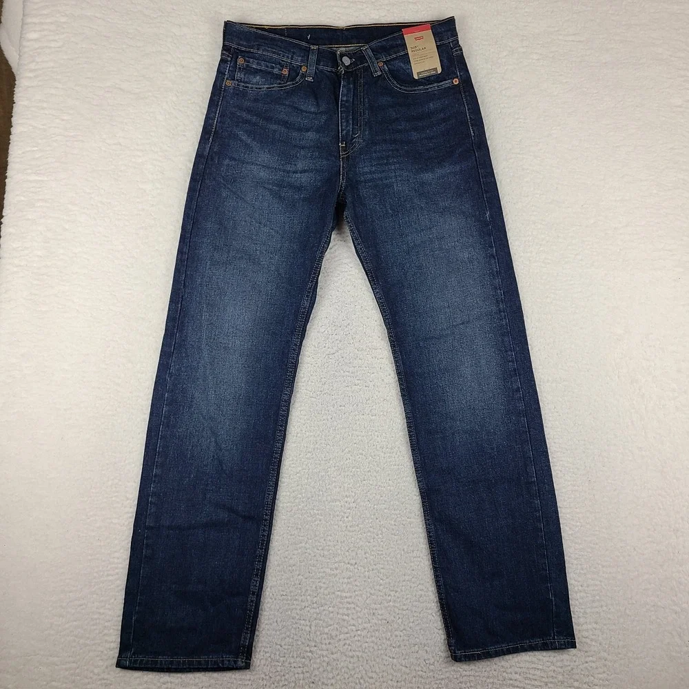 Levi's 505 Jeans Mens 32x32 Blue Regular Fit Straight Leg Dark Wash Denim NWT